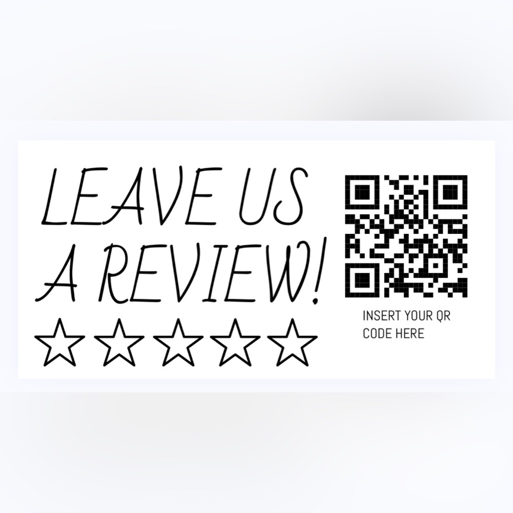 30 CUSTOM STICKERS - 2” x 1” - LEAVE US A REVIEW - PERSONALIZED W/ YOUR QR CODE